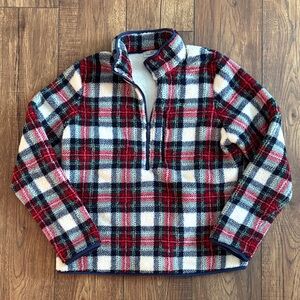 Vineyard Vines Sherpa Plaid Quarter-Zip Sweater Size Medium